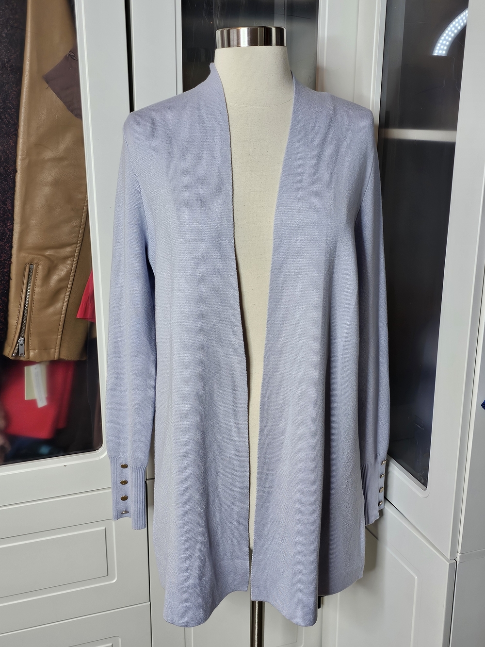 Cyrus Perwinkle Open-Front Longline Cardigan